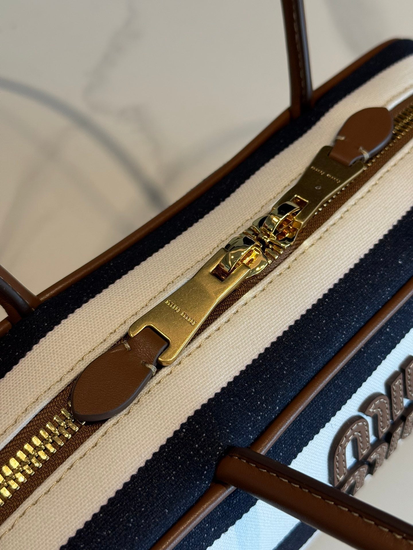 Miu Miu Beau Small canvas and leather bag