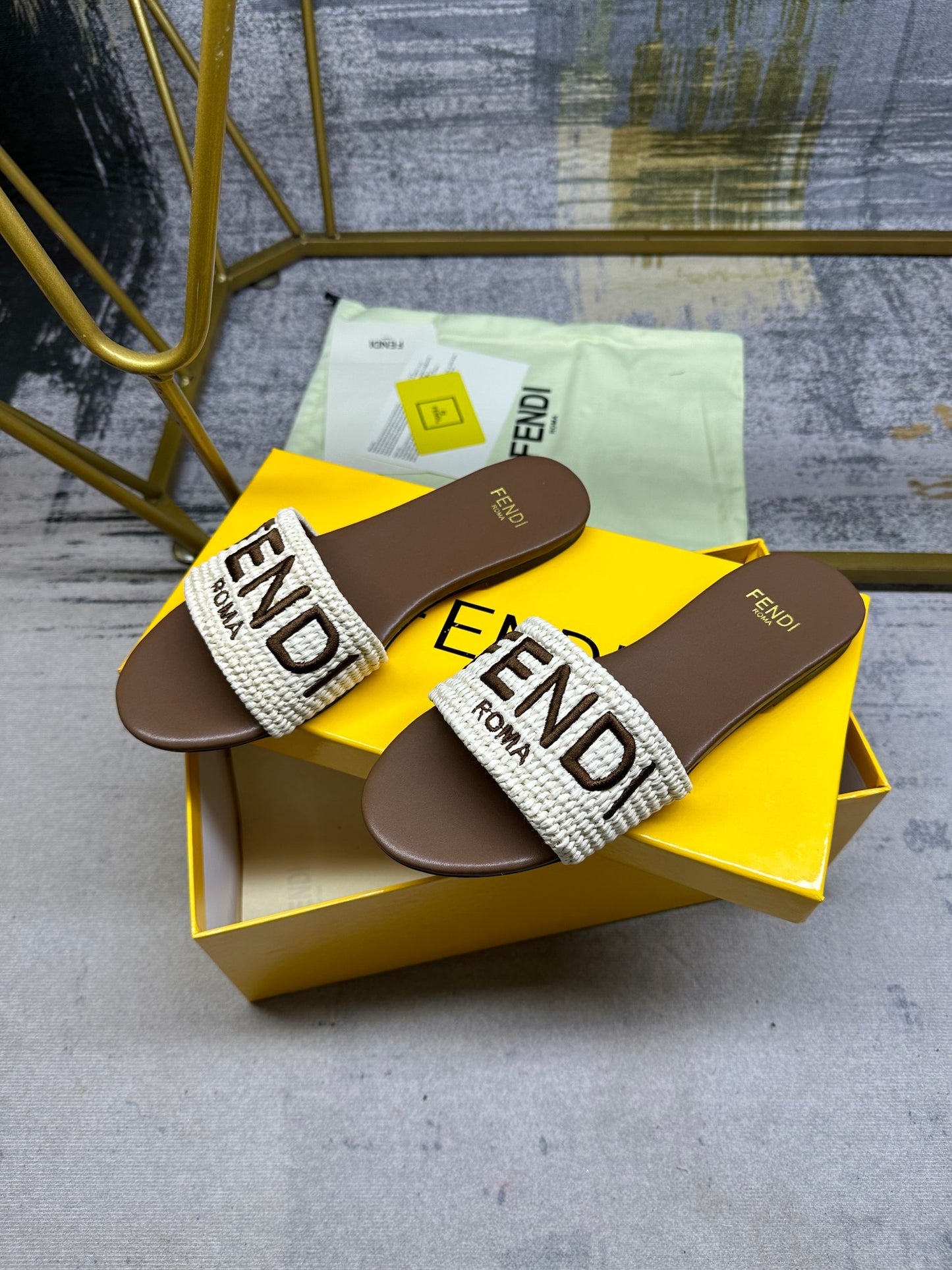 Fendi Straw Slides