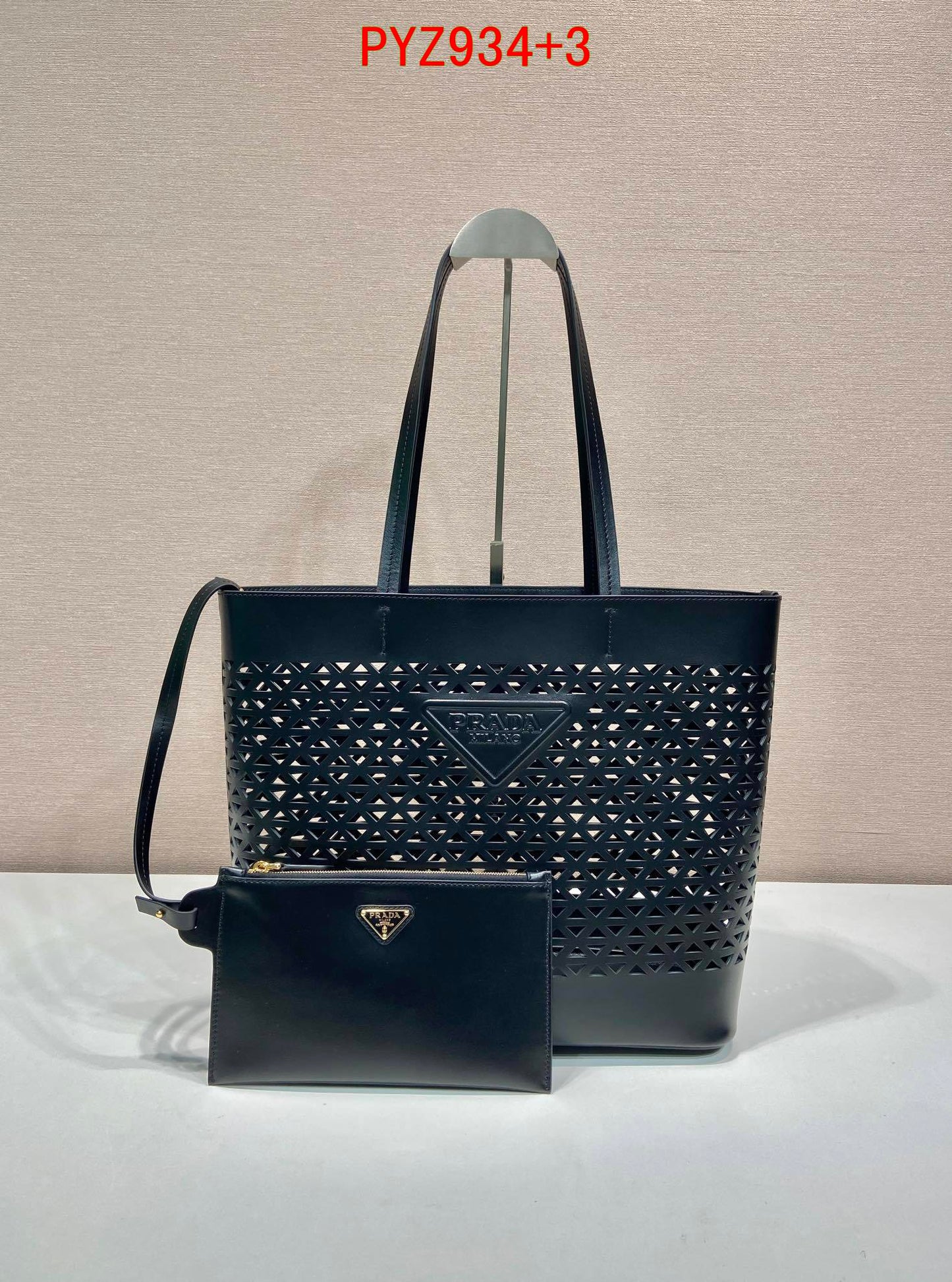 Prada Large perforated leather tote bag