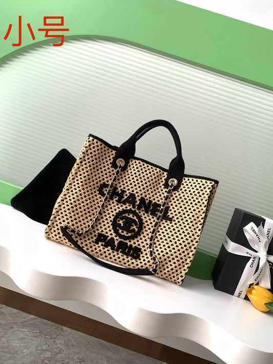 Chanel Straw Deauville 34 and 38 tote bag