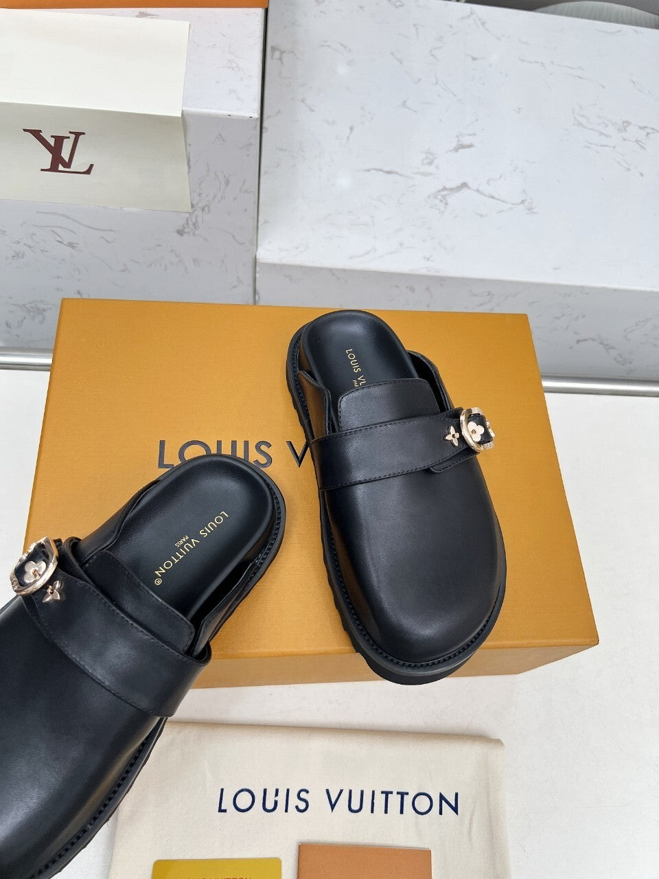 Louis Vuitton Leather Mules