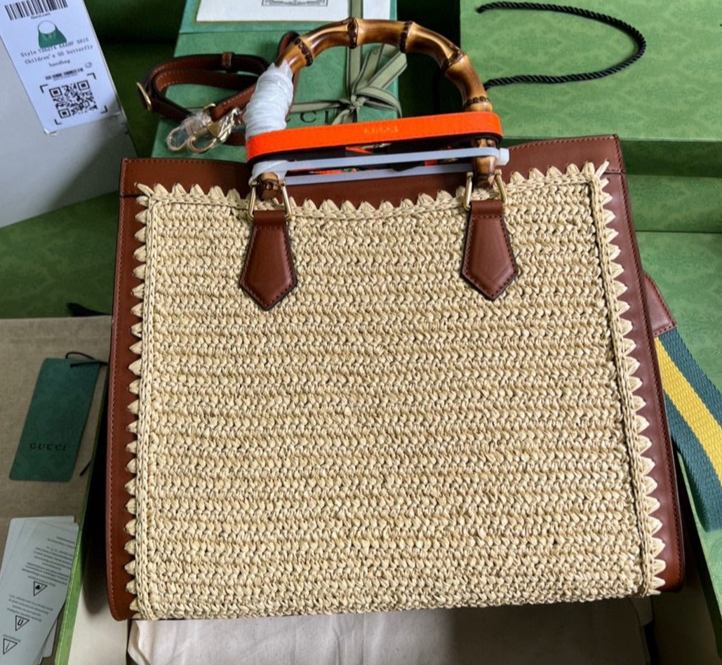 Gucci Diana Tote Raffia Bag