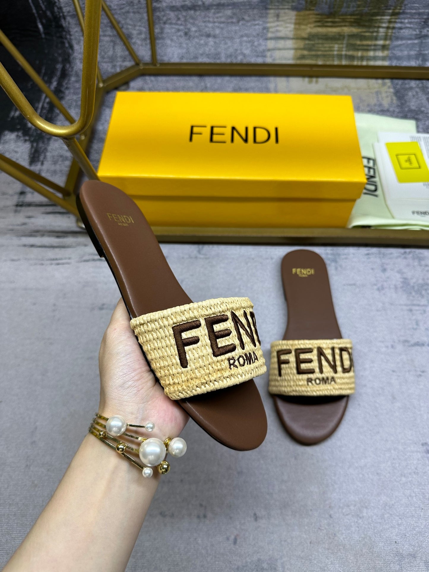 Fendi Straw Slides