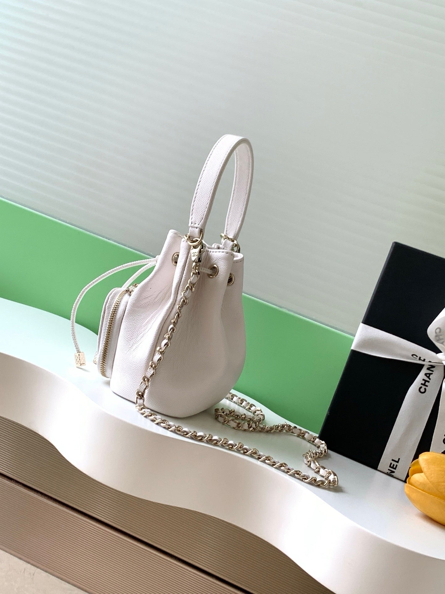 Chanel leather bucket bag with handle