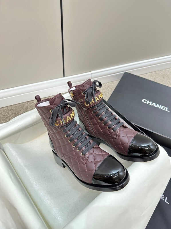 Chanel Lace Up Boots