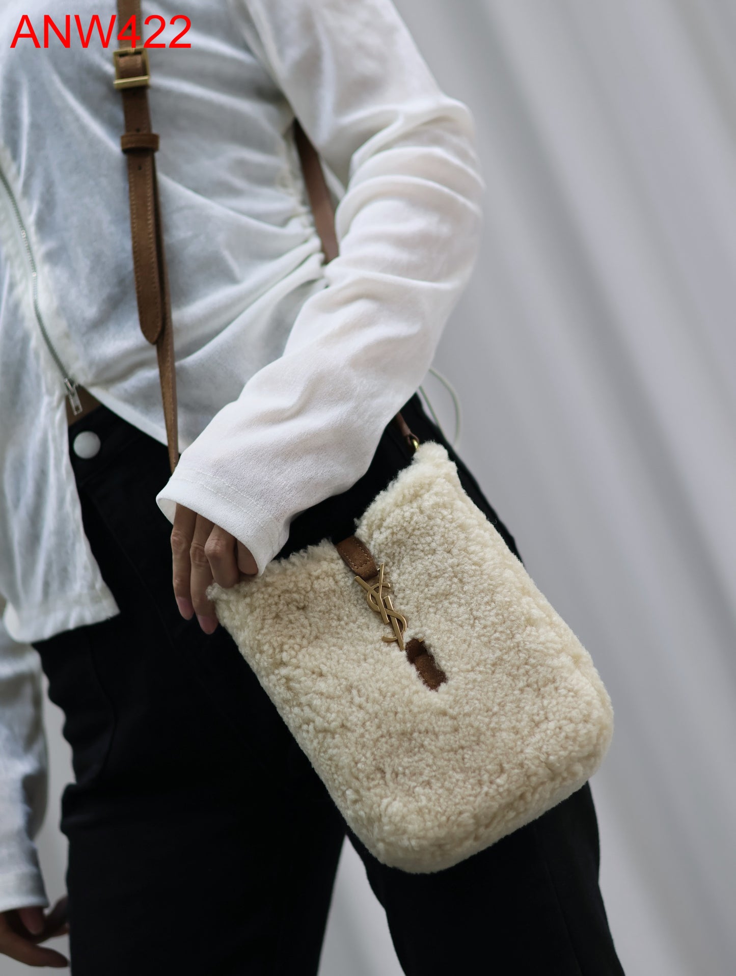 YSL Le5 A 7 shearling bag