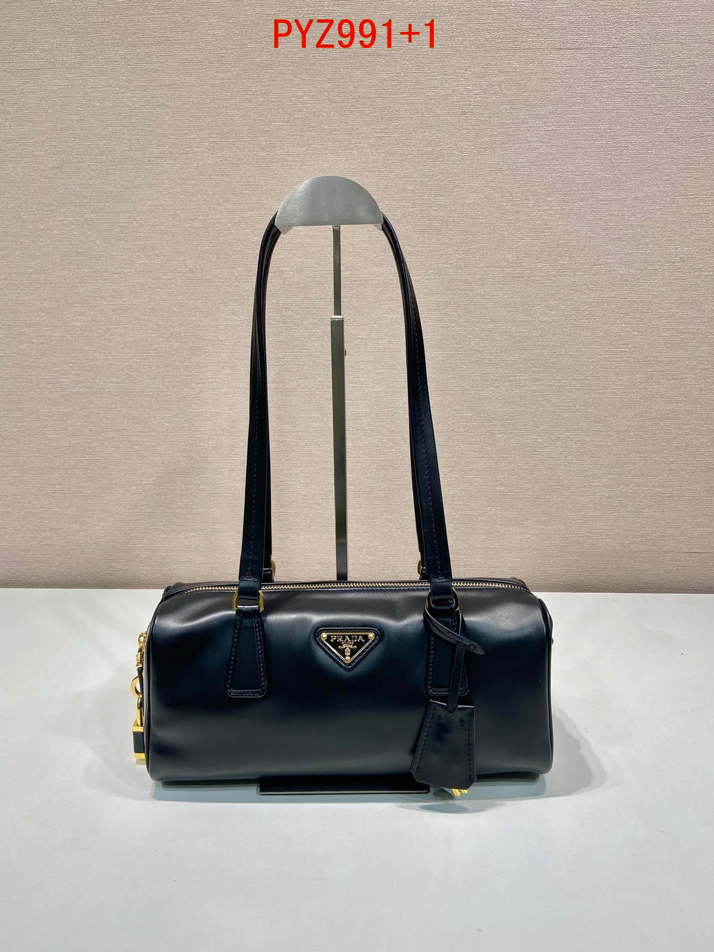 Prada leather medium top-handle bag with padlock