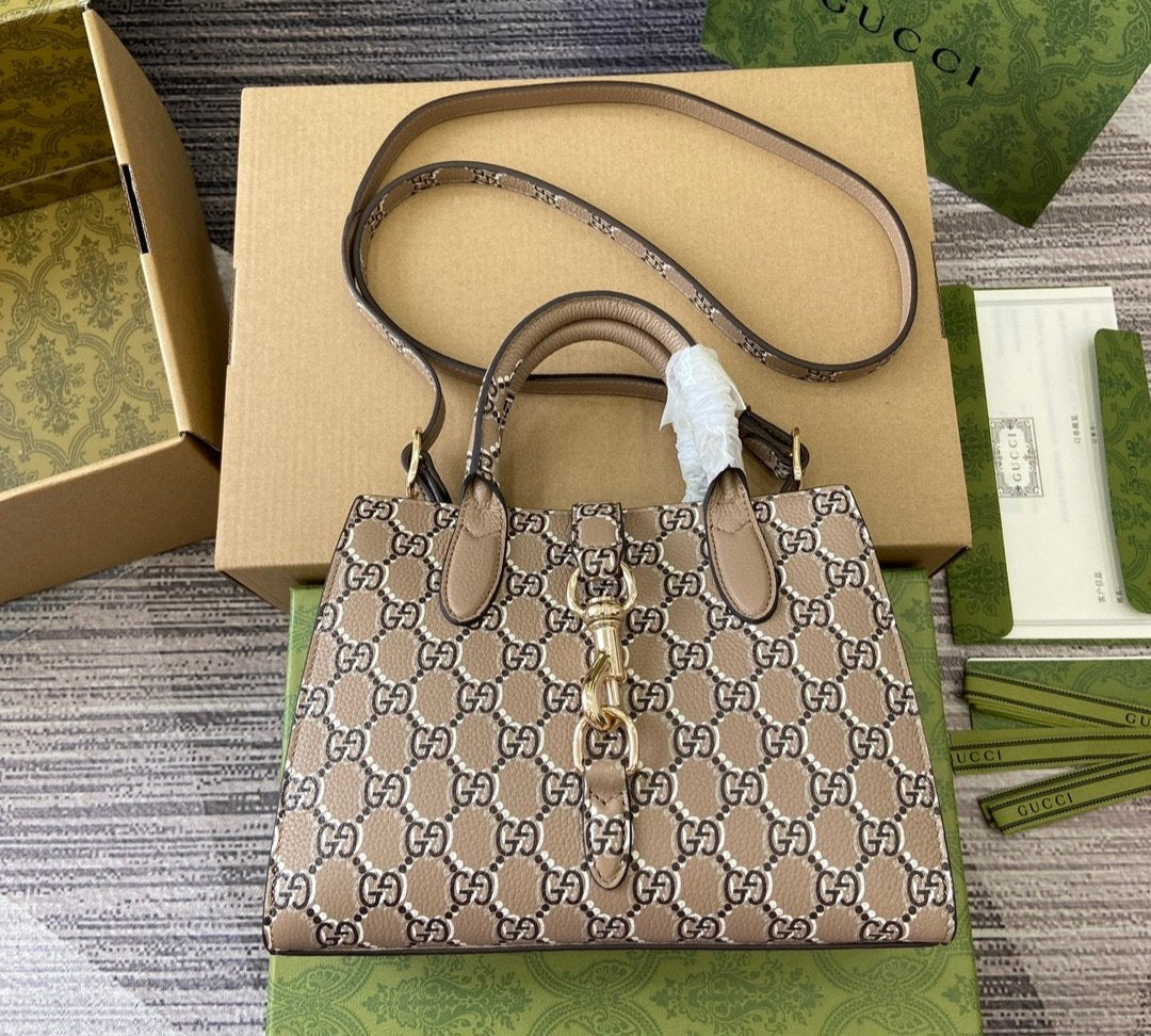 Gucci SMALL TOTE BAG WITH Rosso Ancora leather