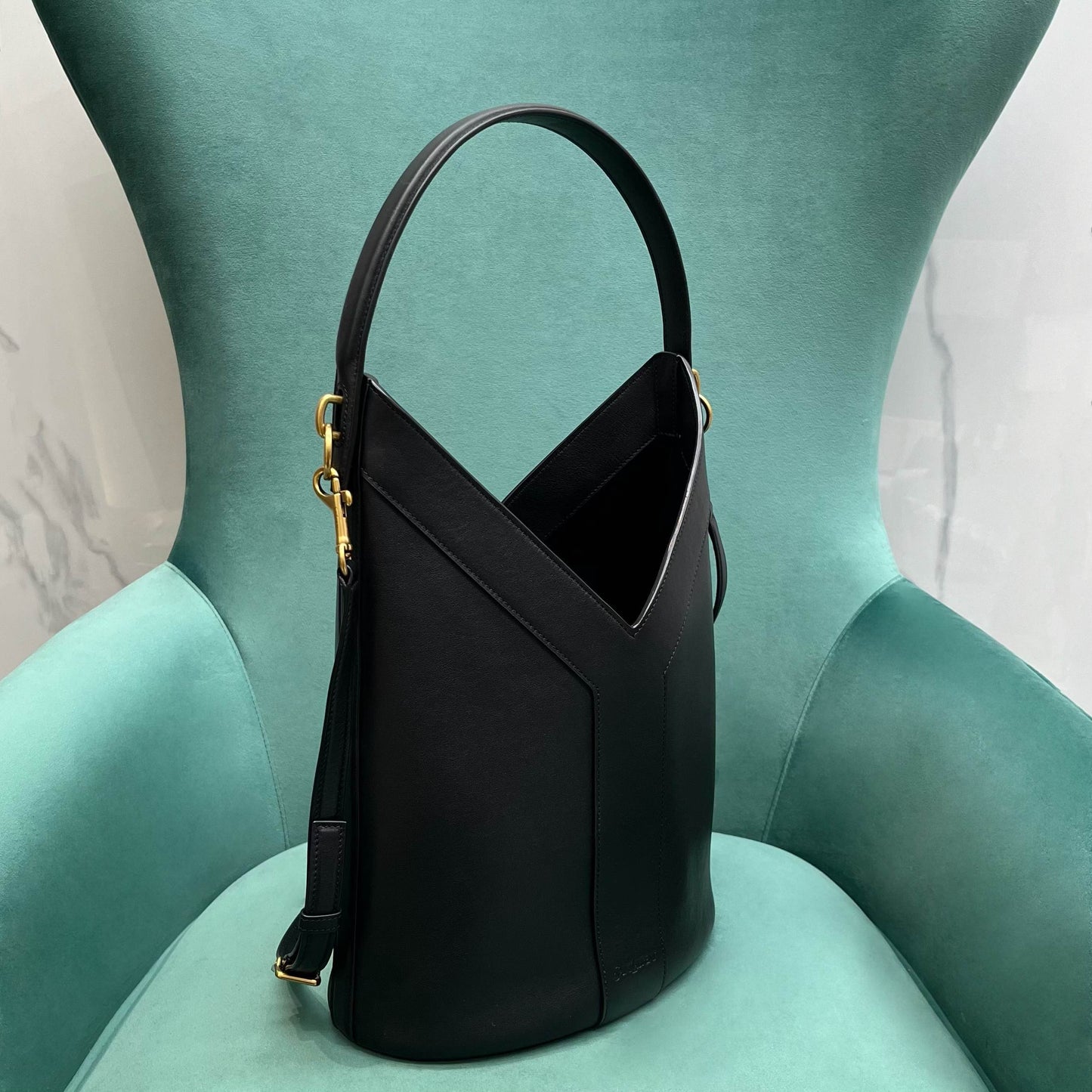 YSL Y top-handle bucket in suede