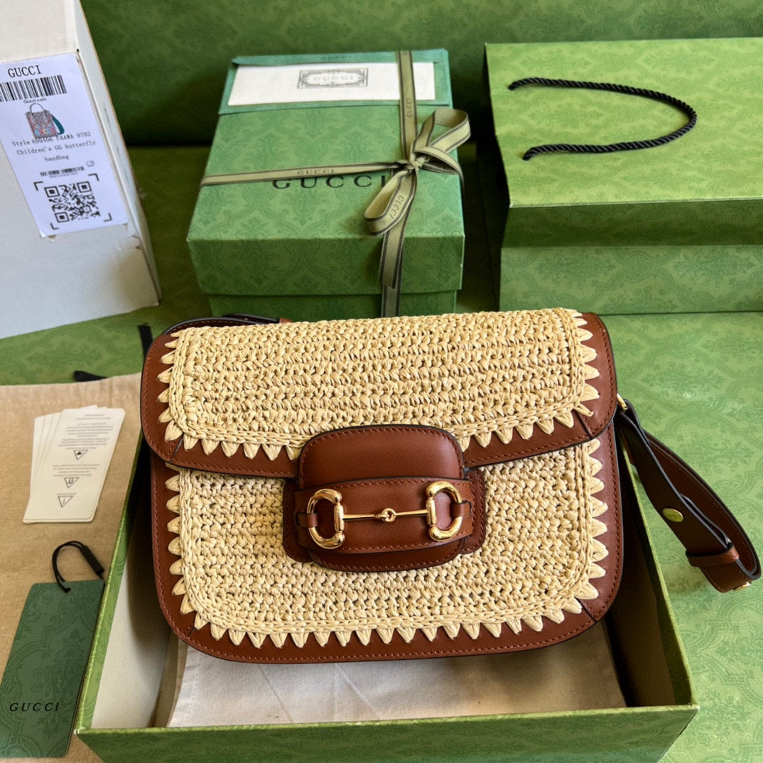 Gucci Horsebit Raffia Bag