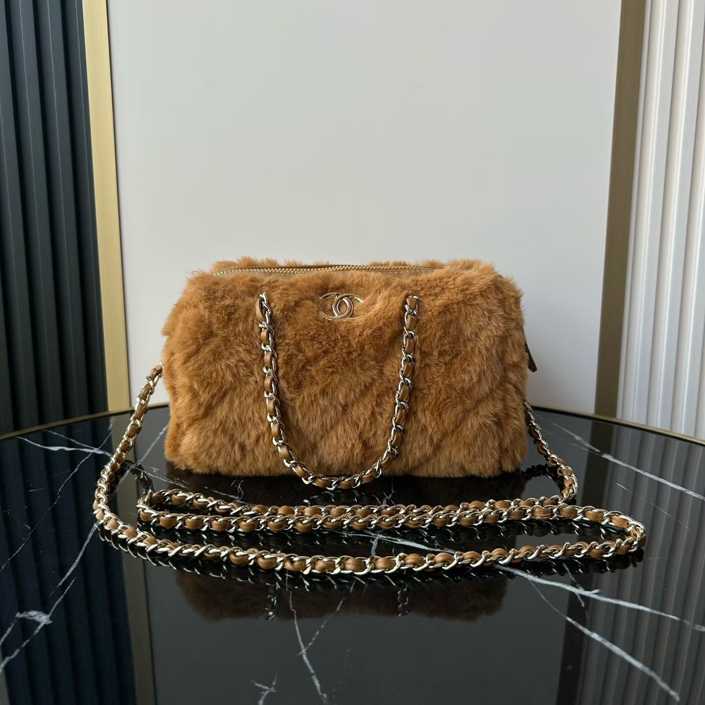 Chanel Shearling Bowling bag
