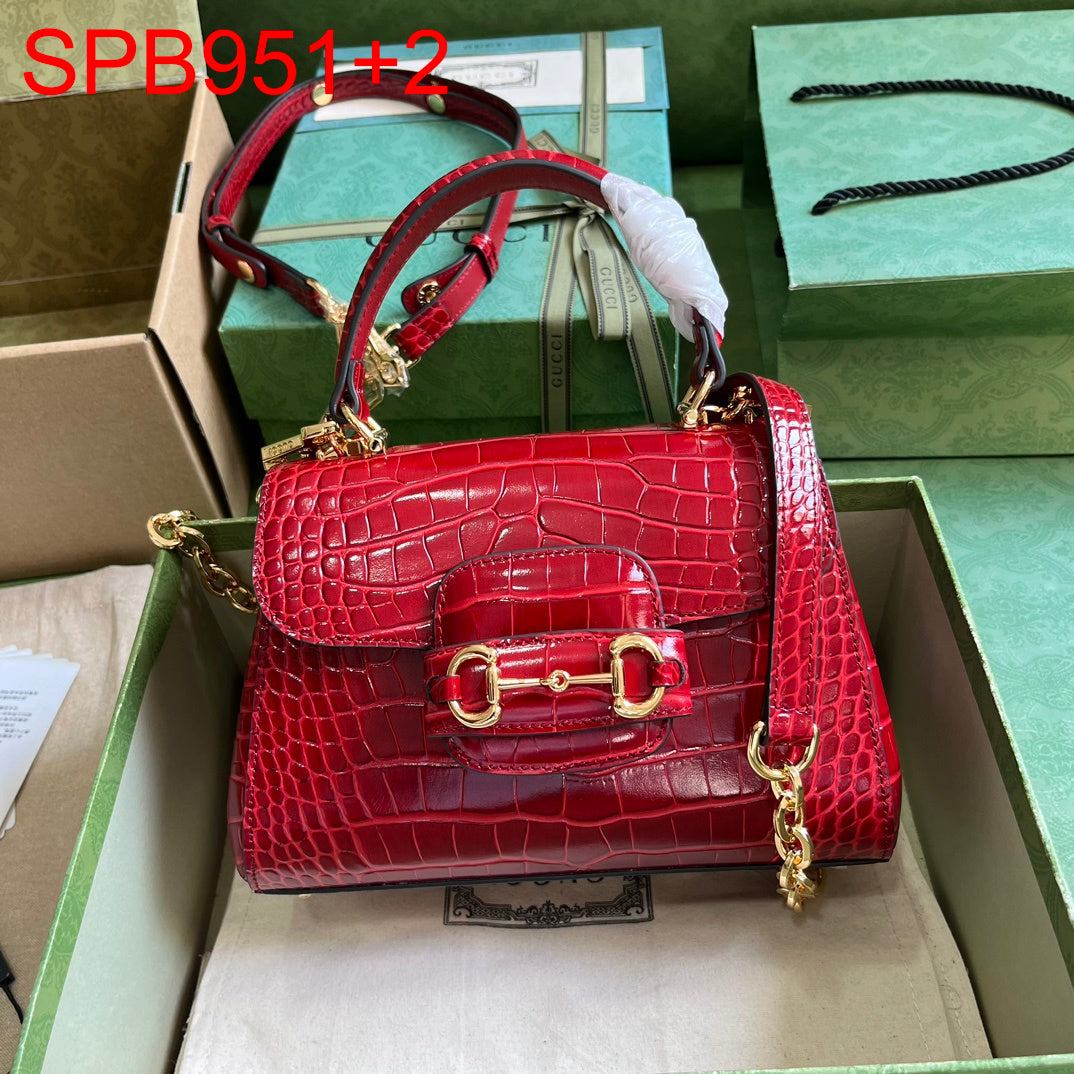 Gucci Crocodile Horsebit Top Handle Bag