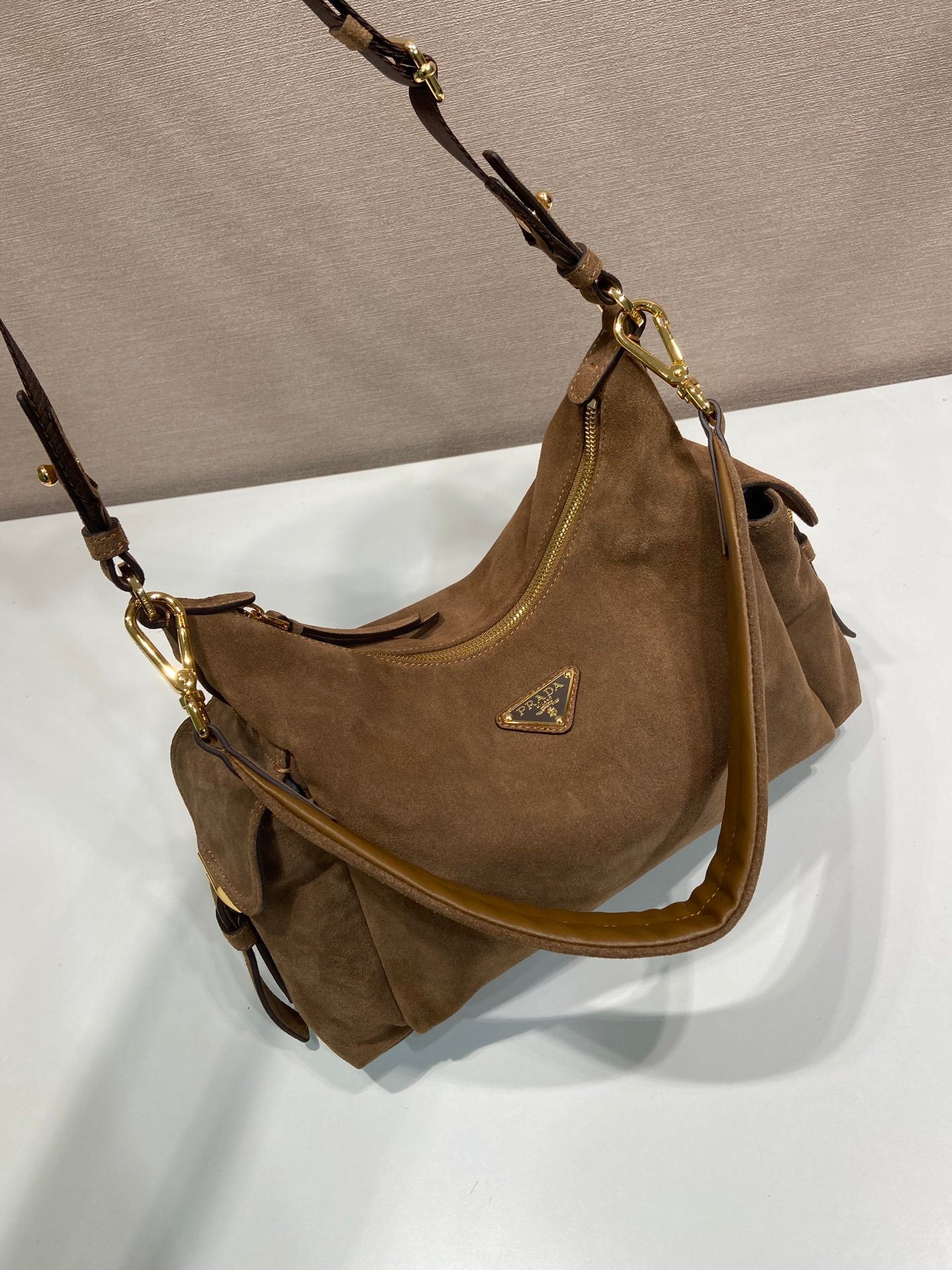 Prada Explore large suede bag