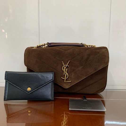 YSL LOULOU small in MATELASSÉ suede
