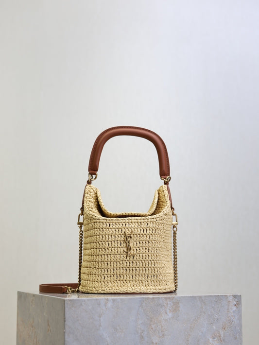 YSL GABY BUCKET EN CUIR RAPHIA