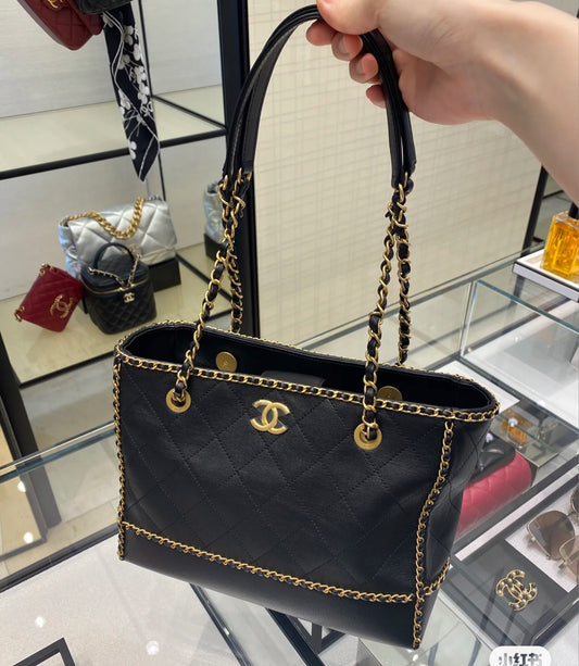 Chanel Leather Chain Tote Bag