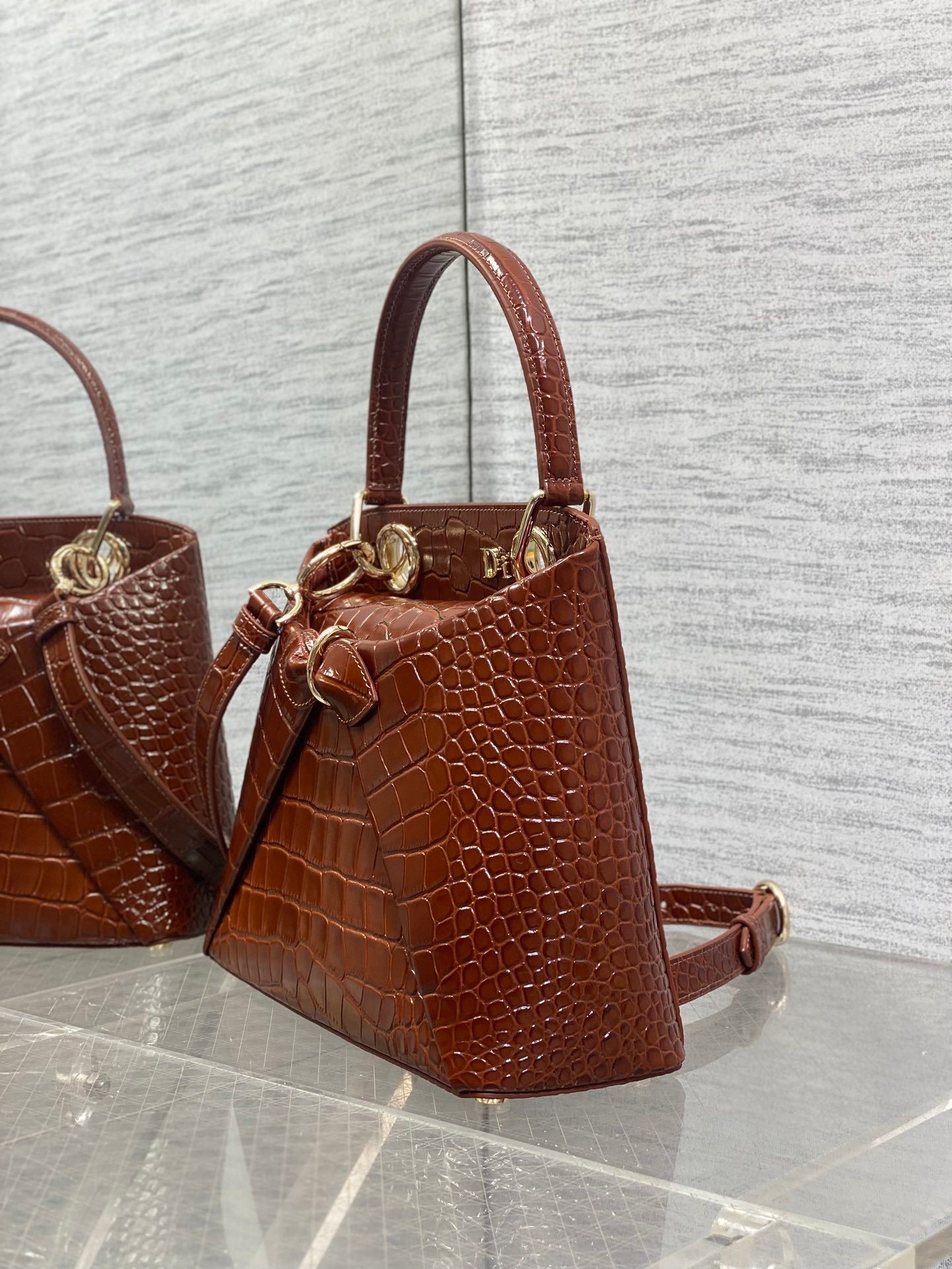 Dior Bow Tote bag Crocodile leather