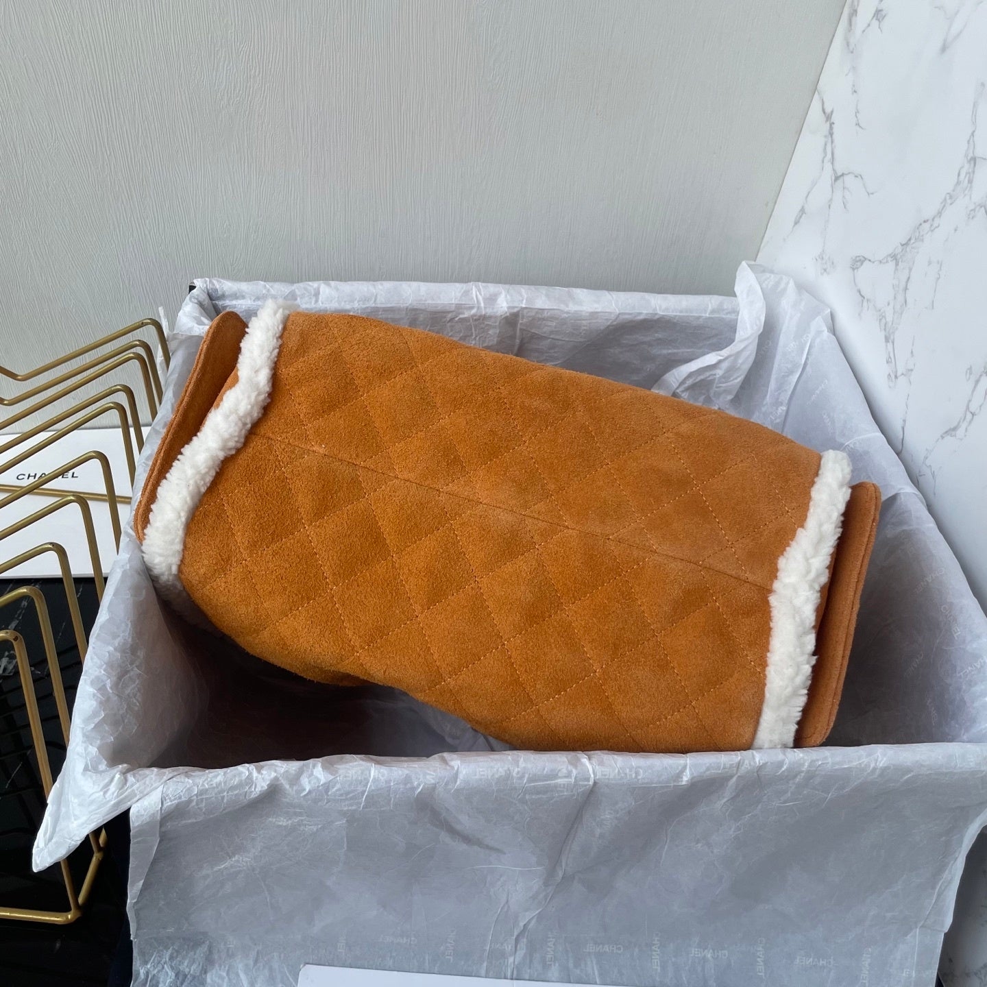 Chanel 25 Small Suede Shearling bag