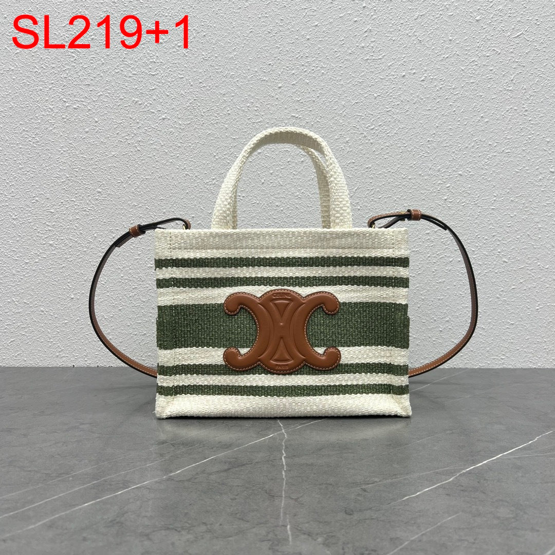 Celine SMALL CABAS THAIS IN STRIPED TEXTILE