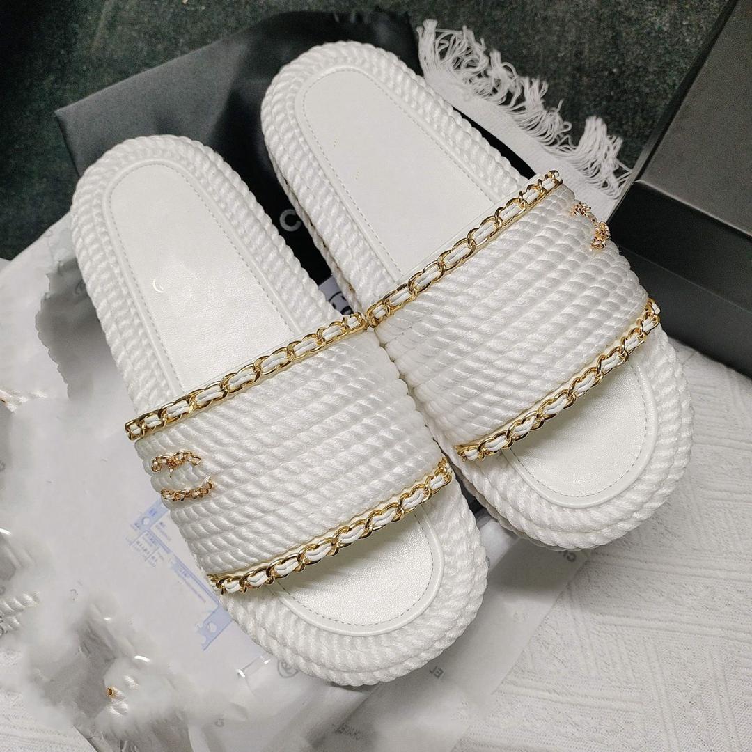 Chanel Straw Slippers