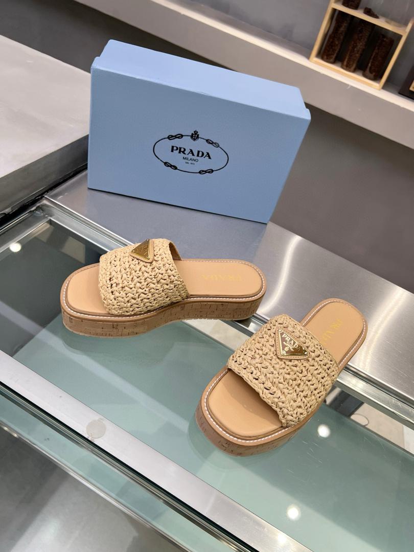 Prada Raffia Sandals