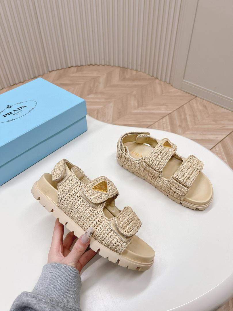 Prada Raffia Sandals