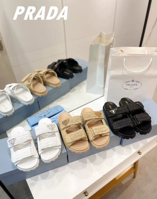 Prada Straw Sandals