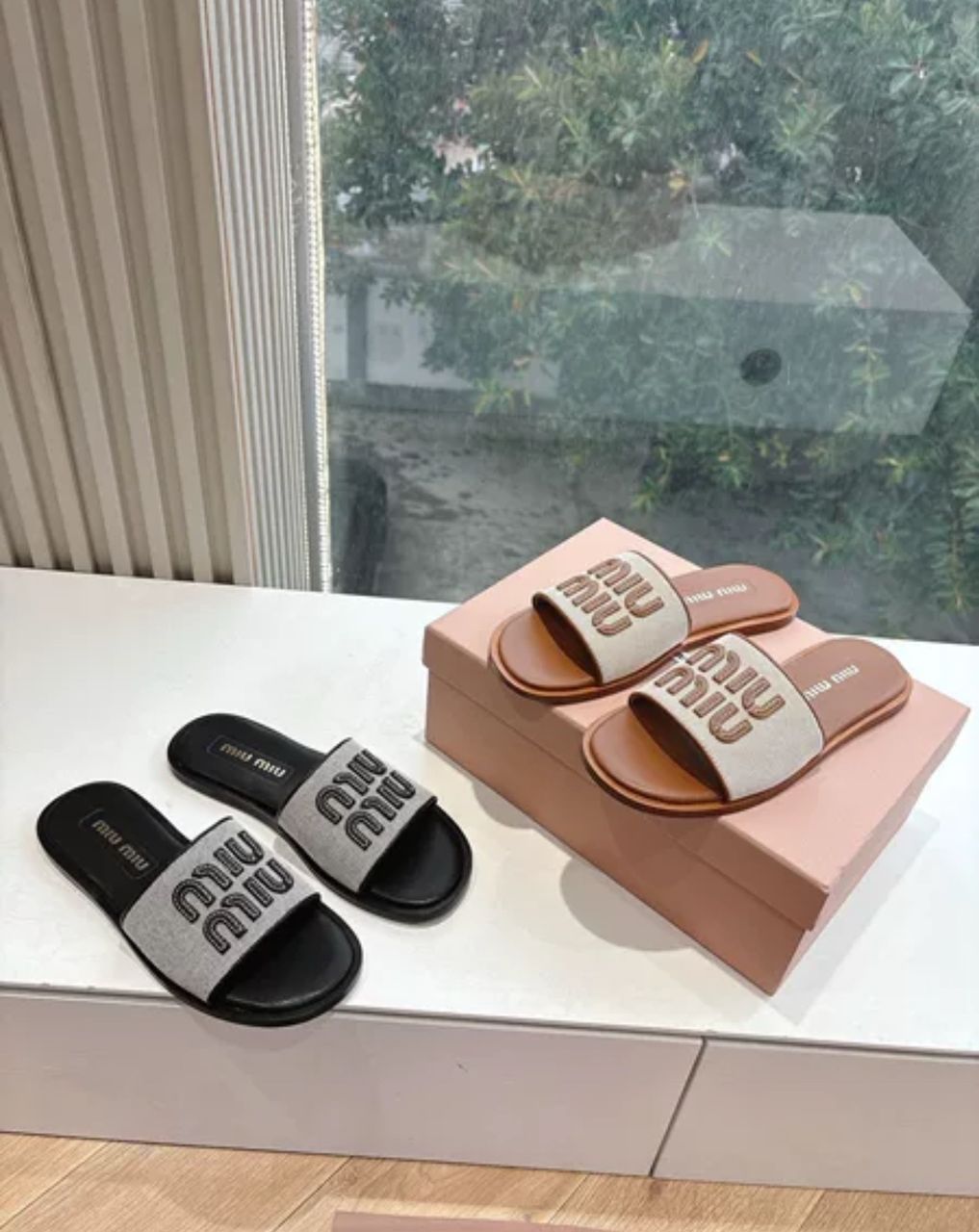 Miu Miu Raffia Slides