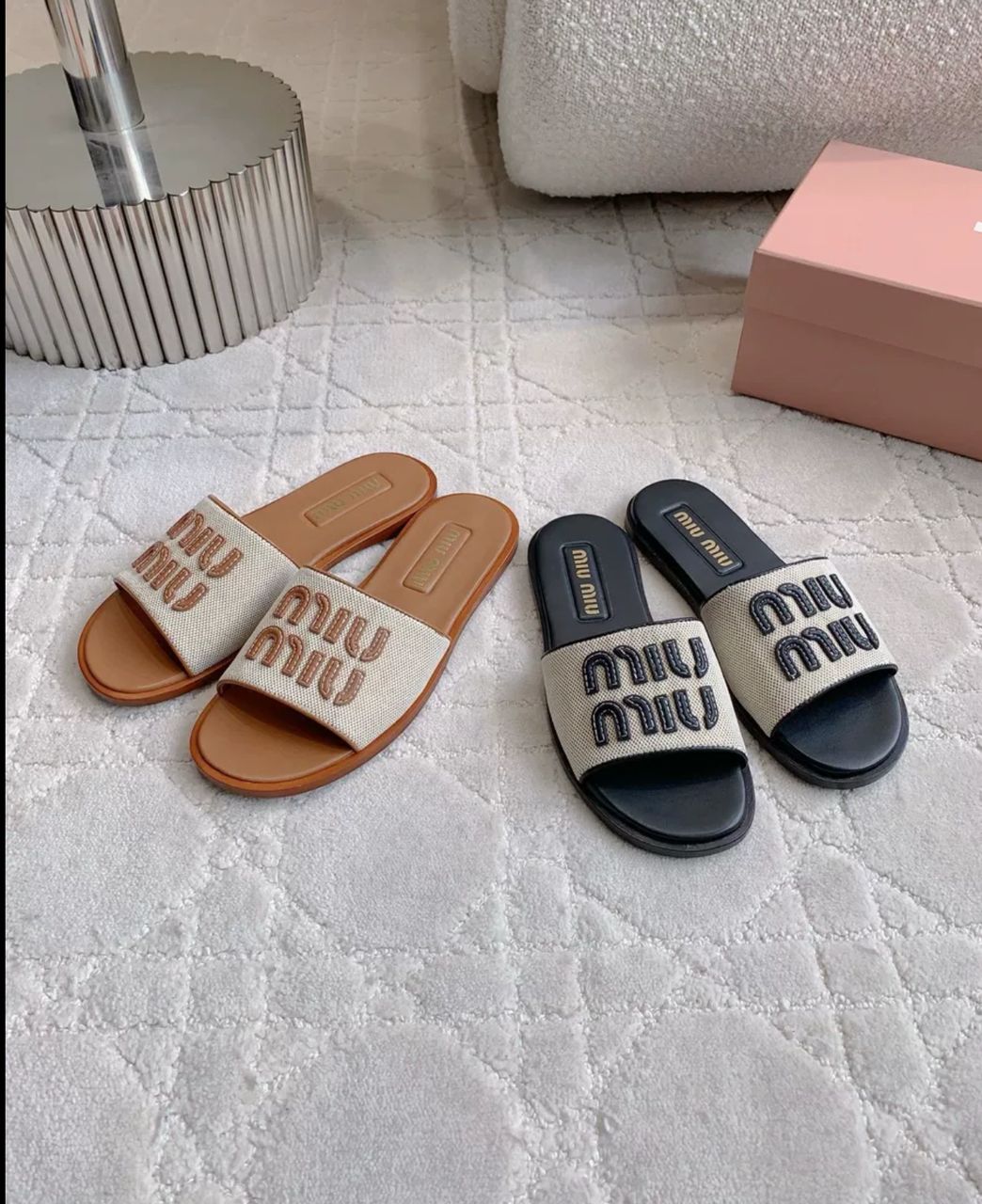 Miu Miu Raffia Slides