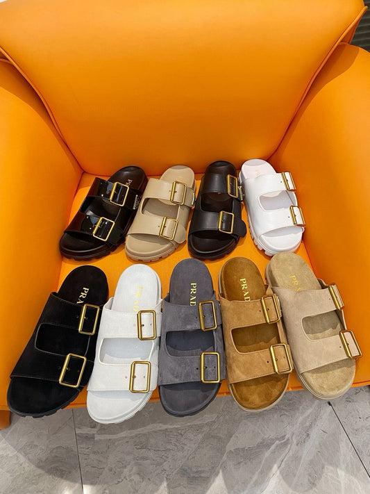 Prada leather/suede slides