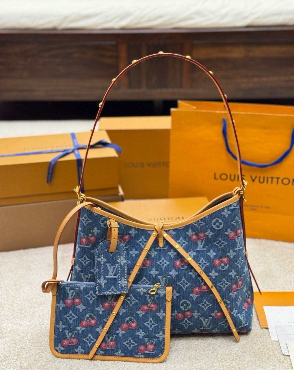 Louis Vuitton Carryall PM Denim Cherry