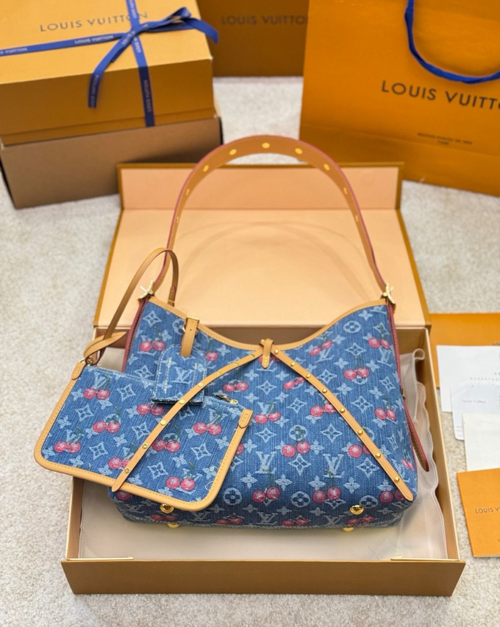 Louis Vuitton Carryall PM Denim Cherry