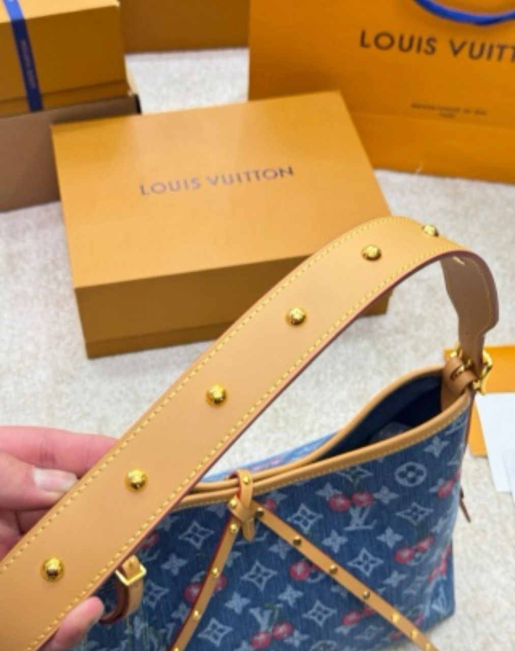 Louis Vuitton Carryall PM Denim Cherry
