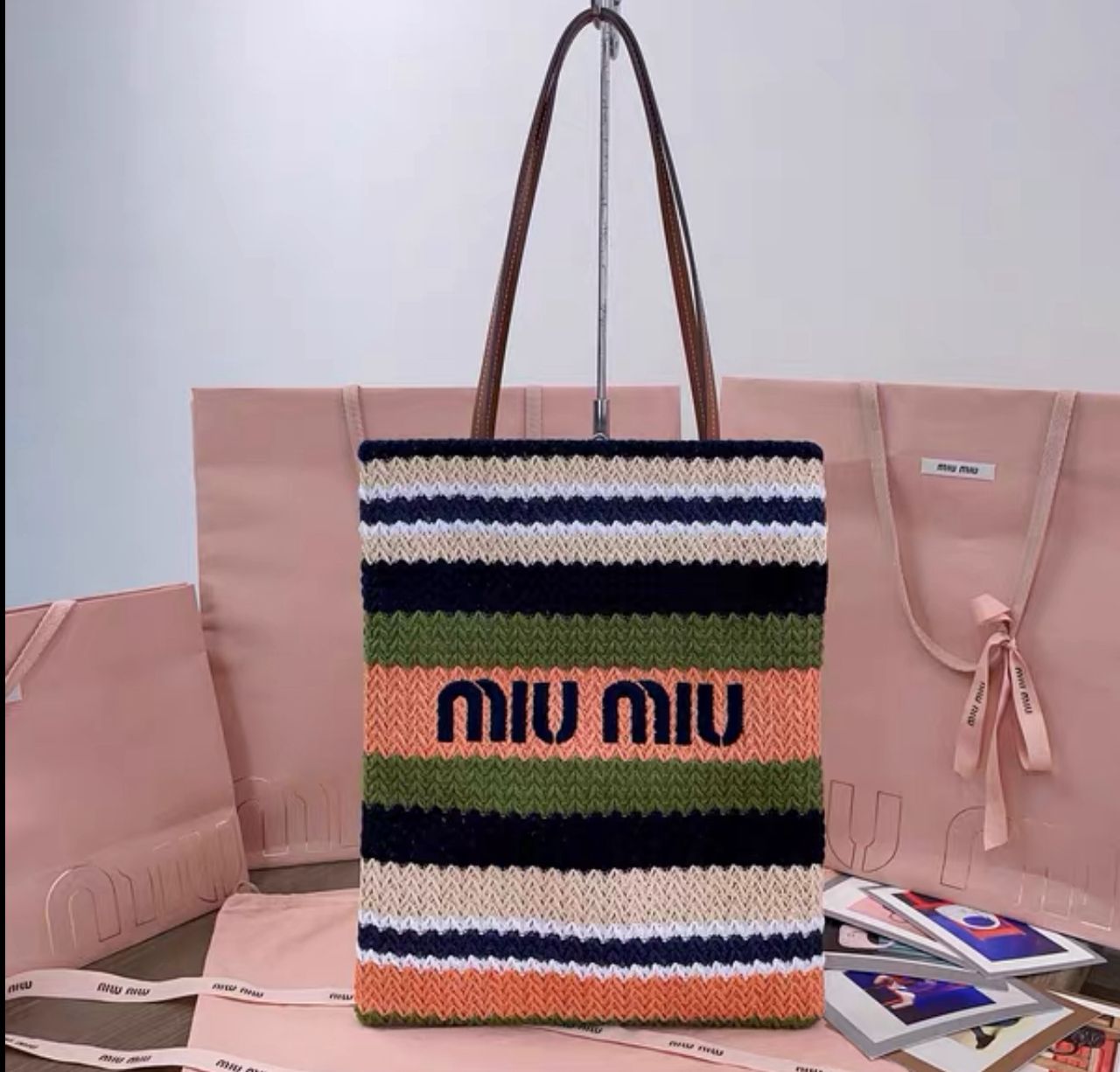 Miu Miu Straw Beach Crochet bag