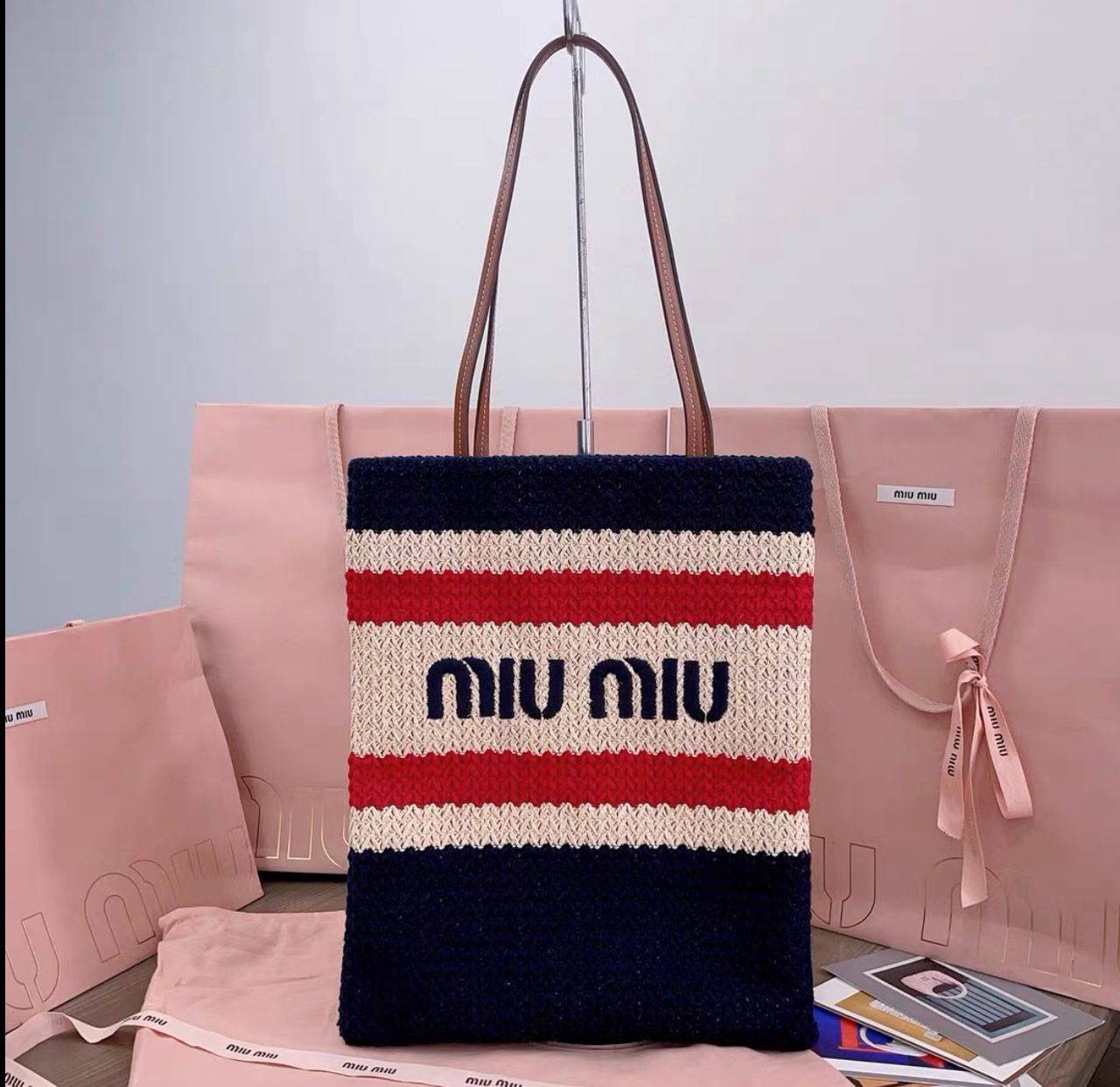Miu Miu Straw Beach Crochet bag