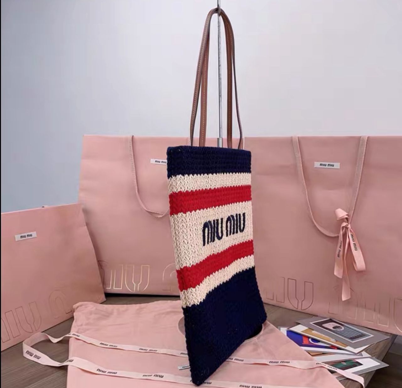 Miu Miu Straw Beach Crochet bag