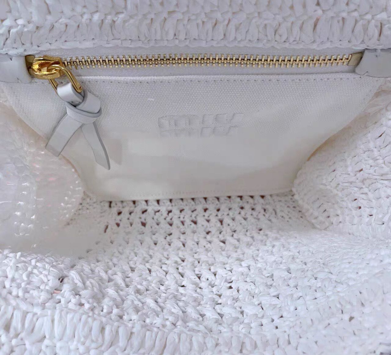 Miu Miu Straw Raffia-effect woven tote bag
