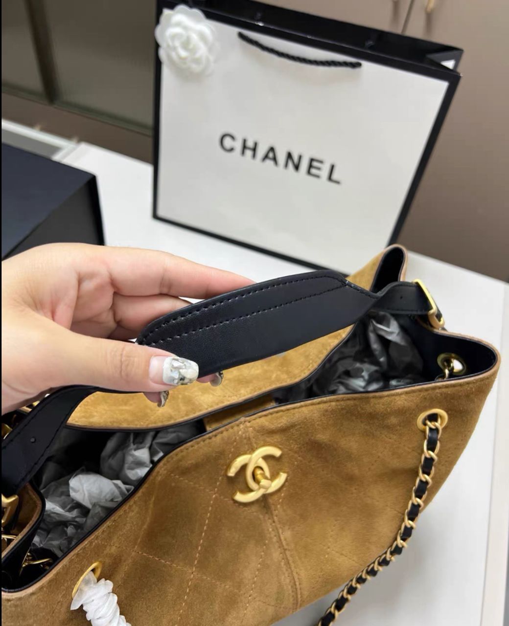 Chanel Small Tote Suede bag