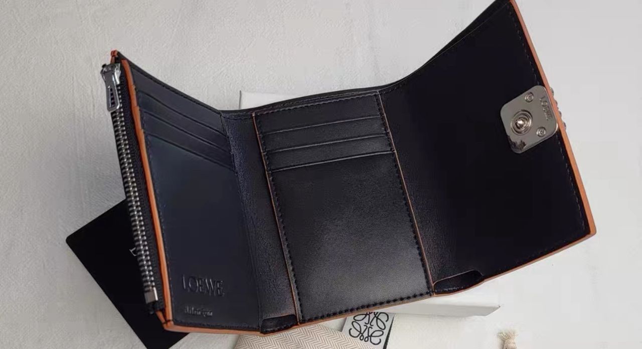 Loewe Wallet Anagram trifold wallet in pebble grained calfskin