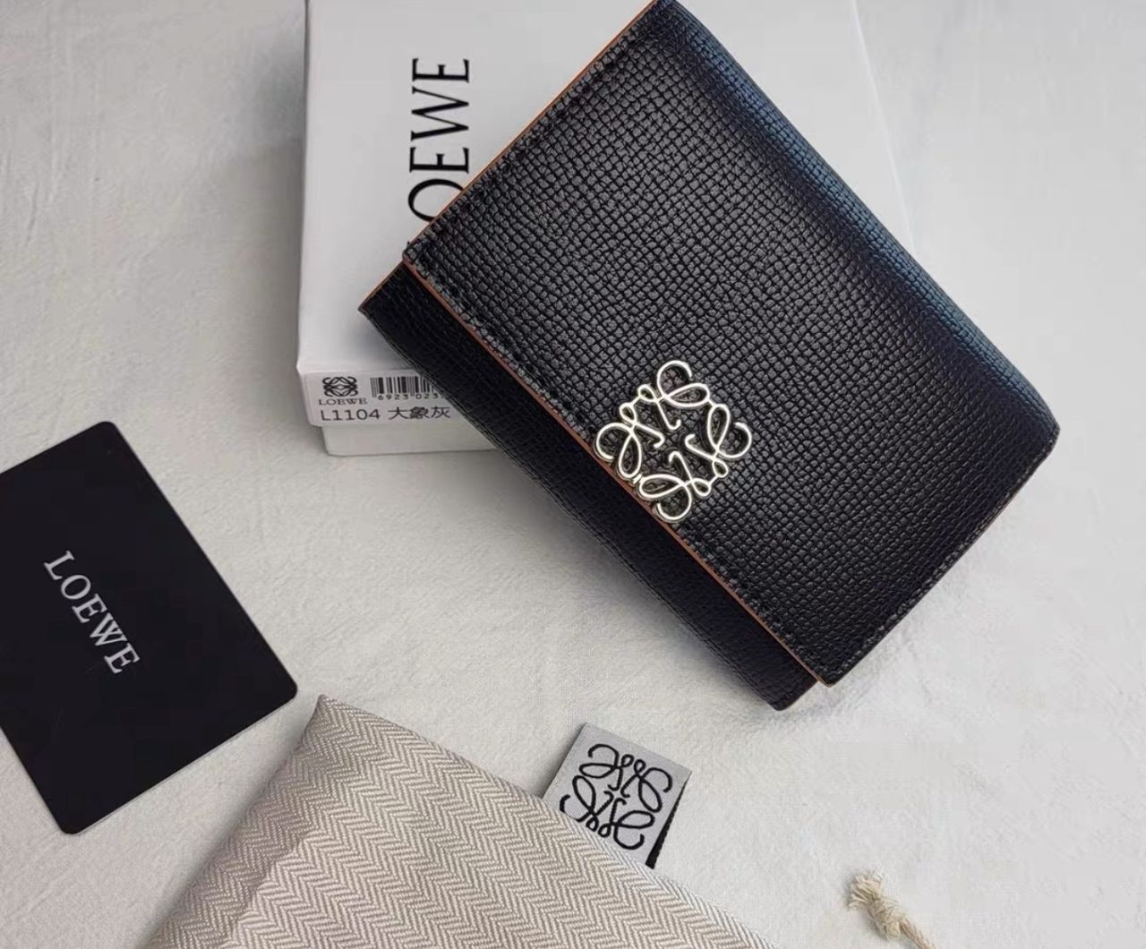 Loewe Wallet Anagram trifold wallet in pebble grained calfskin