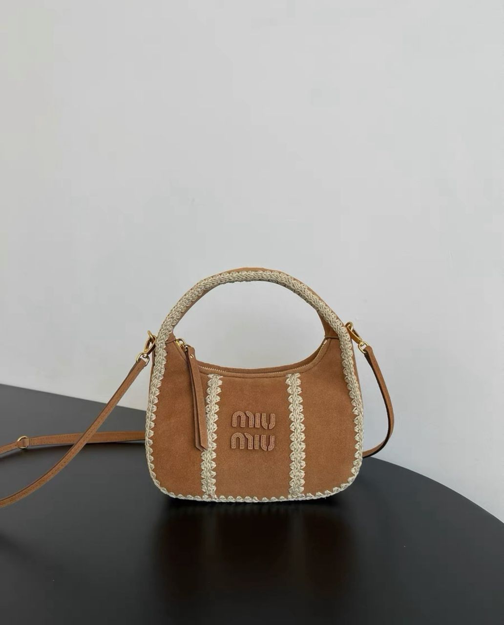 Miu Miu Wander Suede braided bag