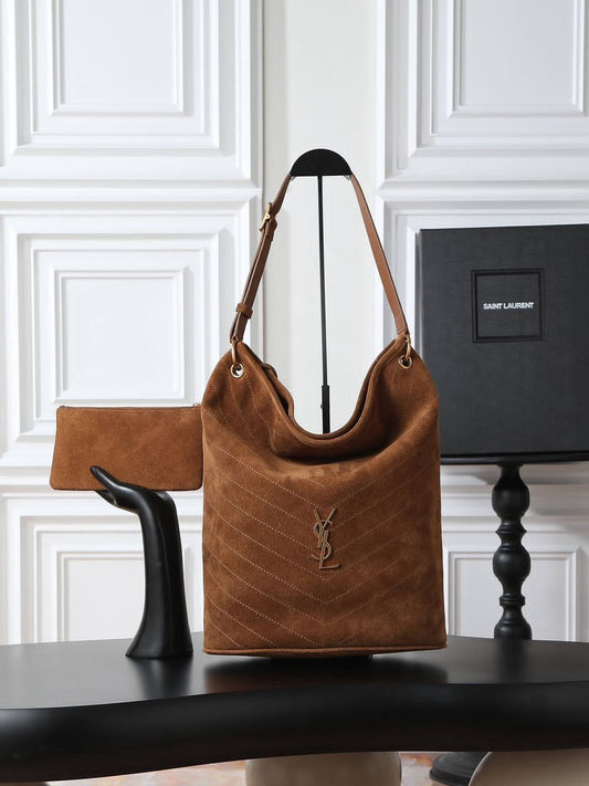 YSL Niki Cassandre suede bucket bag