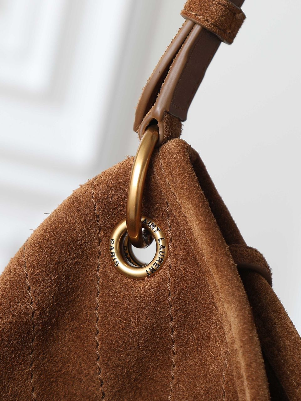 YSL Niki Cassandre suede bucket bag