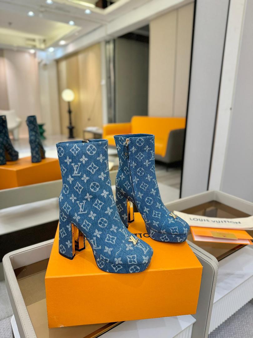 Louis Vuitton Denim Heel Boots