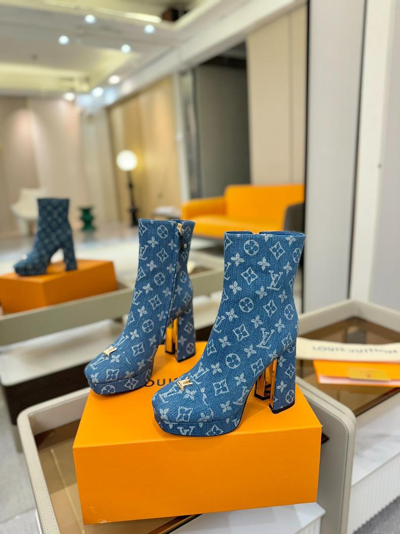 Louis Vuitton Denim Heel Boots