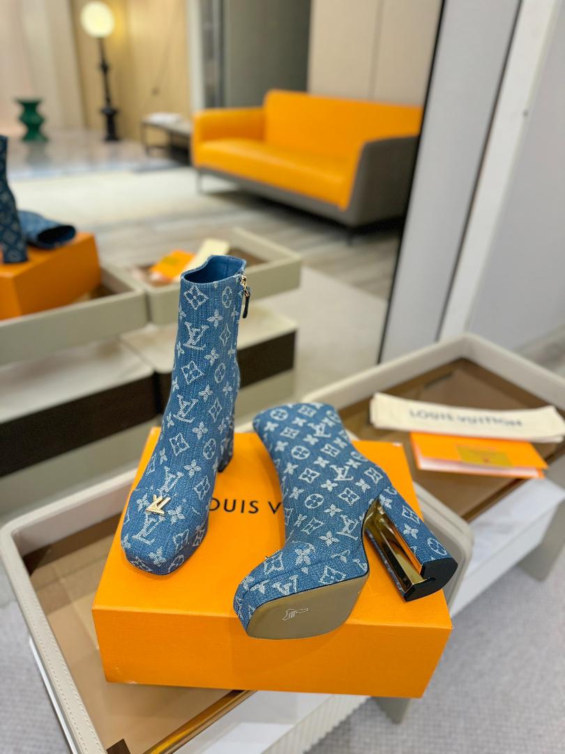 Louis Vuitton Denim Heel Boots