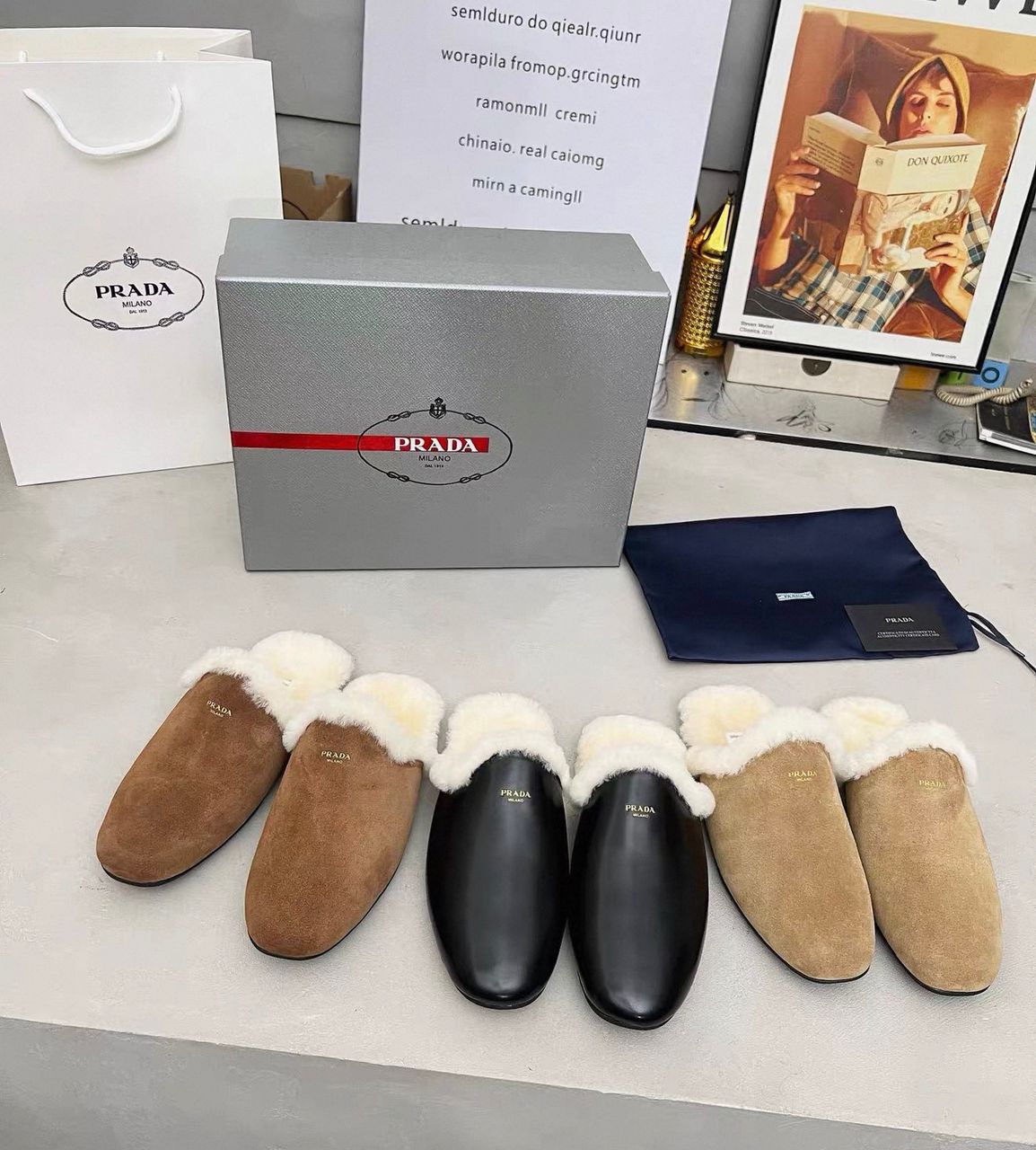 Prada Suede Mules