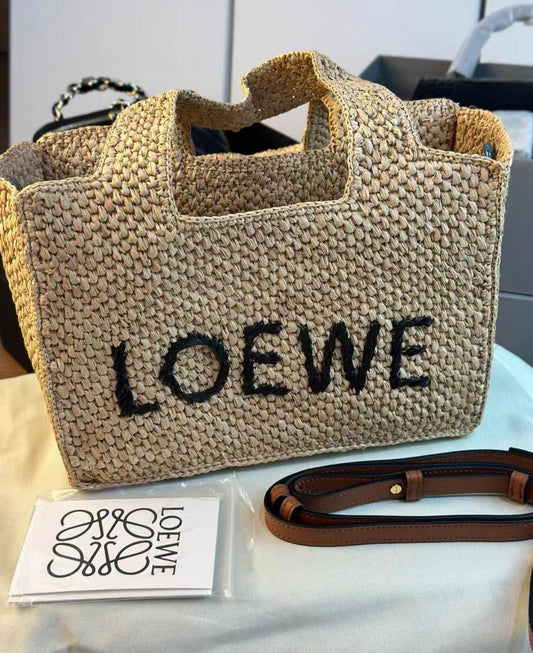 LOEWE Medium Font tote in raffia