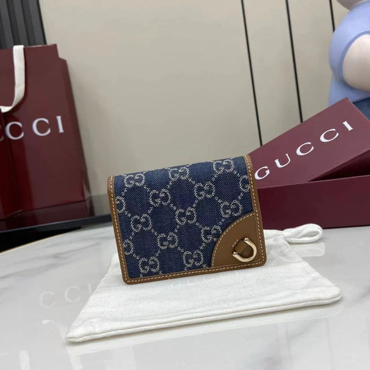 Gucci GG Emblem mini wallet denim