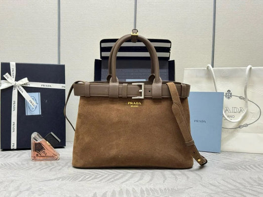 Prada Suede Buckle Handbag